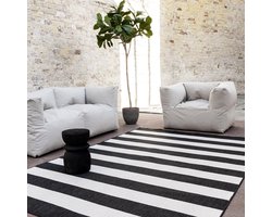 Buitenkleed Stripes zwart/wit dubbelzijdig - 160 x 230 cm - (M)
