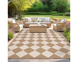 Buitenkleed - Tuinmat - Terras Balkon Camping - Omkeerbaar UV-bestendig - 180 x 270 cm - Bruin