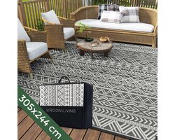 Buitenkleed XXL - 305x244 cm - Gerecycled Materiaal - Duurzaam - Tuintapijt - Buitentapijt - Picknickkleed - Vloerkleed - Complete Set Inclusief Draagtas en 4 Haringen