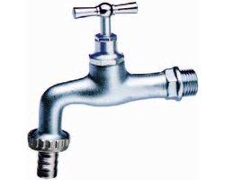 Buitenkraan zware uitvoering 3/4" muuraansluiting x 20mm slangpilaar