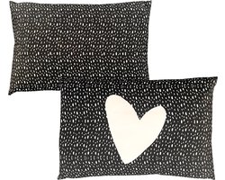 Buitenkussen 40 x 60 cm (binnen & buiten) - tuinkussen - tuin - tuinaccessoires - sierkussen - zwart - hart - XXL - sierkussen - tuinkussen