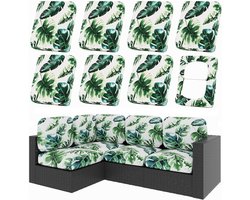 Buitenkussen Hoes - 8 stuks - Kussenhoes Tuinmeubelen - kussenhoezen Terras - Elasticiteit - Kussenovertrekken - buitenkussen hoezen - Kussen Beschermhoes - UV-bescherming - Sierkussenhoes Buiten - Tuinset - Meubels Beschermen - Groen bladpatroon