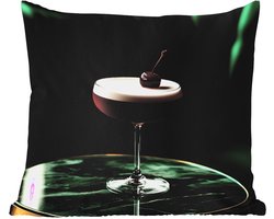 Buitenkussen - Kers - Cocktail - Rood - Marmer - 45x45 cm - Weerbestendig