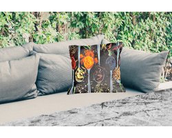 Buitenkussen - Lepel - Specerijen - Kruiden - Eten - Tafel - 45x45 cm - Weerbestendig