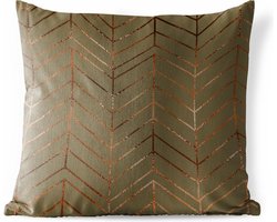 Buitenkussen - Patronen - Luxe - Brons - Groen - 45x45 cm - Weerbestendig