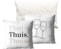 Buitenkussen Set van 3 voor Binnen en Buiten - tuinkussens - tuinaccessoires - tuininrichter - sierkussens - Thuis / Wijn / Beige Hart - 40x40 cm - Dubbelzijdig Ontwerp
