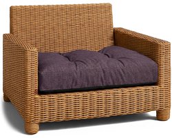 Buitenkussen voor tuin Zitkussen 60x60 cm – lounge voor rotan meubels fauteuil bank balkon terras – waterafstotend gewatteerd hoezen zitting dik zitcomfort comfortabel Bordeaux -linnen