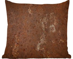 Buitenkussen Weerbestendig - Bruin - Oranje - Abstract - Vintage - Roest - Patroon - 50x50 cm