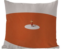 Buitenkussen Weerbestendig - Man - Vintage - Cirkel - 50x50 cm