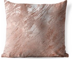 Buitenkussen Weerbestendig - Marmer - Rosé - Goud - 50x50 cm