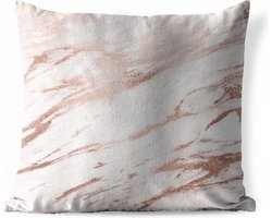 Buitenkussen Weerbestendig - Marmer - Roze - Rosé Goud - 50x50 cm