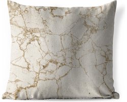 Buitenkussen Weerbestendig - Marmer - Wit - Beige - 50x50 cm