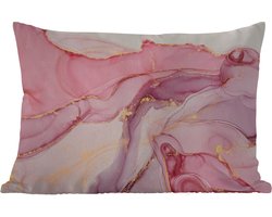 Buitenkussens - Goud - Marmer - Roze - 60x40 cm - Weerbestendig