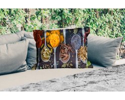 Buitenkussens - Lepel - Specerijen - Kruiden - Eten - Tafel - 60x40 cm - Weerbestendig