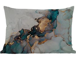 Buitenkussens - Marmer print - Goud - Blauw - 60x40 cm - Weerbestendig