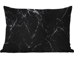 Buitenkussens - Marmer - Stenen - Lijn - Marmerlook - Zwart - Luxe - 60x40 cm - Weerbestendig