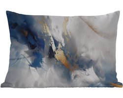 Buitenkussens - Tuin - Blauw - Modern - Marmer - Abstract - Goud - 50x30 cm