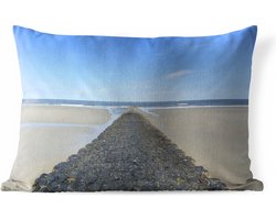Buitenkussens - Tuin - Golfbreker van basalt in de Noordzee - 60x40 cm