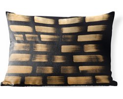 Buitenkussens - Tuin - Goud gekleurde strepen op zwart papier - 60x40 cm