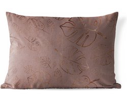 Buitenkussens - Tuin - Luxe patroon met bronzen bladeren op een rood met paarse achtergrond - 50x30 cm