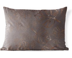 Buitenkussens - Tuin - Luxe patroon van bronzen bladeren op een bruine achtergrond - 60x40 cm