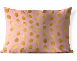 Buitenkussens - Tuin - Luxe patroon van grote gouden stippen tegen een roze achtergrond - 50x30 cm