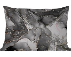 Buitenkussens - Tuin - Marmer - Zwart - Goud - Grijs - 50x30 cm