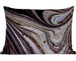 Buitenkussens - Tuin - Marmerlook - Zwart - Goud - Wit - Glitter - Marmer - 50x30 cm