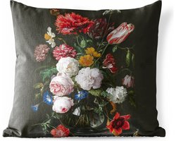 Buitenkussens - Tuin - Stilleven met bloemen in een glazen vaas - Schilderij van Jan Davidsz. de Heem - 40x40 cm