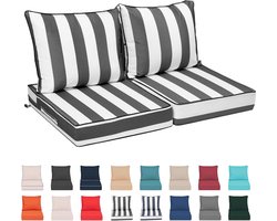 Buitenkussens Tuinstoel - Zitkussens Terras - Comfortabel Zitten - Waterdicht UV-bestendig - 24x24x4 Inch - Grijze Streep