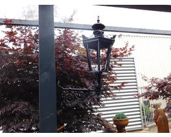 Buitenlamp, aluminium - zwart, kasteelarm + middel kap