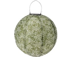 Buitenlamp - Buitenverlichting - Lampion - Solar Tuinverlichting - Folia Rond - 30 cm - groen - lampionnen voor buiten