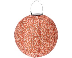 Buitenlamp - Buitenverlichting - Lampion - Solar Tuinverlichting - Folia Rond - 30 cm - oranje/rood - lampionnen voor buiten
