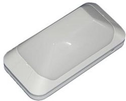 Buitenlamp Hufterproof TOPAZIO LED 6,6 WATT met bewegingsmelder, opalen niet doorzichtige lichtkap en GRIJZE rand