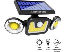 Buitenlamp met bewegingssensor – Buitenverlichting Zonne Energie – Sensor – Solar – Dag Nacht Sensor – 100 LEDS – Zwart – Zeer veel licht - ElectroGoods