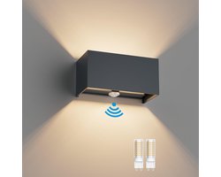 Buitenlamp met Bewegingssensor - Wandlamp Buiten - Tuinverlichting - Zwart