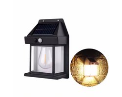 Buitenlamp op Zonne Energie - Met Bewegingssensor - Tuin Wandlampen - Tuinverlichting - Tuinverlichting op Zonne Energie - Solar Buitenlamp - Solar Tuinverlichting - Buitenverlichting - Zwart