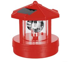 Buitenlamp, op zonne-energie werkende draaibare vuurtoren, LED-zonnevuurtoren, waterdichte tuinverlichting, geschikt voor gazons, terrassen en patio's, rood, 10x10x11,5 cm.