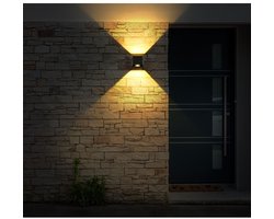 Buitenlamp Solar wandlamp zwart ingebouwde LED - Up en down wandlamp warm wit - verstelbare lichtstraal