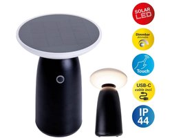 Buitenlamp tafellamp zonder snoer Solar Lamp LED "ADA" Wit H 22,5cm met schemersensor Metaal Kunststof Zwart