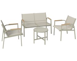 Buitenmeubelset 112.5x68x74cm(Bankstel)+61x68x74cm(stoel)+54x54x42cm(tafel) Groen Metaal 4-persoons loungeset met tafel en stoelen inclusief 3 stoelen en 1 tafel stabiel en duurzaam geschikt voor tuin en terras