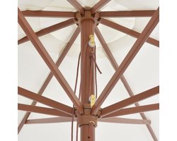 Buitenparasol - Zonnescherm Tuin - Schaduw Creëren - Houten Paal Stabiliteit - 350 cm Diameter - Wit Zand