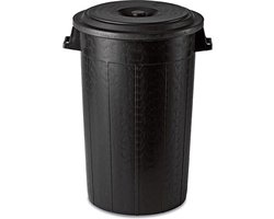Buitenprullenbak - 100 liter - Afvalbak buiten - Afvalton met deksel - Vuilnisbak - Afvalemmer - Zwart