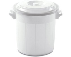 Buitenprullenbak - 50 liter - Afvalbak buiten - Afvalton met deksel - Vuilnisbak - Afvalemmer - Wit