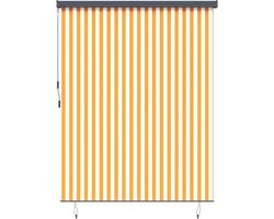 Buitenshuis Rolgordijn - Terras Screen Privacy - Buitenruimte Schaduw - UV-beschermend Aluminium - 250 cm breed - Oranje en wit