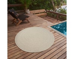Buitentapijt met Jute Look – Cream – Rond Gevlochten Design – Weerbestendig & Stijlvol-Ø 160 cm