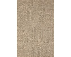 Buitentapijt moderne organische look – Bruin – half-cirkelvormige patronen – Weerbestendig & Stijlvol-140 x 200 cm