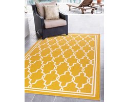Buitentapijt Spaans Tegelpatroon - Terrastapijt Plat Geweven - Buiten Leven - Volledig Weerbestendig - 120 x 170 cm - Goud