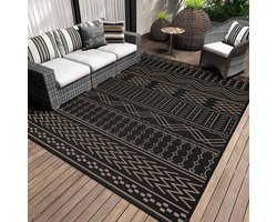 Buitentapijt - Terraskleed - Buiten Leven - Antislip Onderkant - 120 x 180 cm - Zwart Bruin