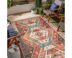 Buitentapijt - Terrastapijt Vloerkleed - Buiten Leven - Wasbaar Gerecycled Materiaal - Verschillende Maten - Etnisch Patroon